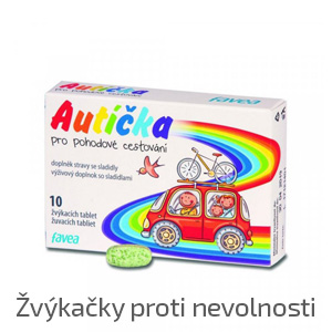 Autíčka žvýkačky proti nevolnosti